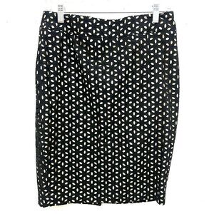 LOFT Tan Black Eyelet Pencil Skirt Women’s Size 4